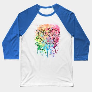 Angel Elephant Rainbow Paint Splatter Baseball T-Shirt